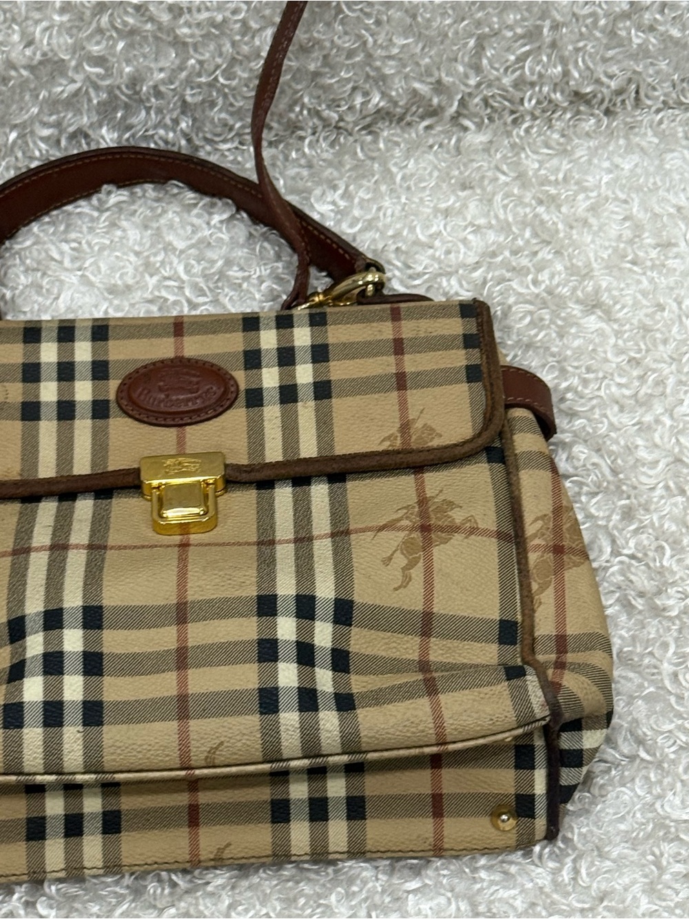 Burberry Haymarket Check Top Handle Bag - Picture 10 of 16